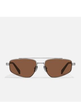 Quay Pit Stop Sunglasses Brushed Silver Brown Unisex